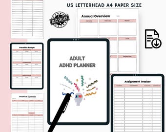 Planejador para adultos com TDAH | Foco e Produtividade (PDF para download digital)