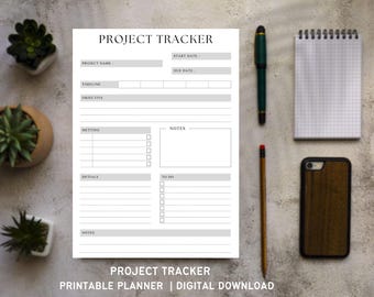 Project Tracker Printable | Task Management Planner (Digital Download)