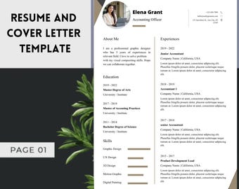 Modèle de CV minimaliste professionnel et lettre de motivation | CV moderne et épuré | Conception inspirée des mots modifiable | Téléchargement instantané