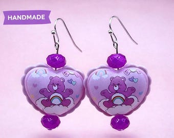 Orecchini retrò a forma di cuore arcobaleno