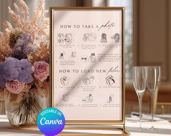 Instrucciones para el libro de visitas Polaroid (personalizable/plantilla Canva + PDF imprimible) Libro de visitas de fotos de boda Instax: cómo firmar