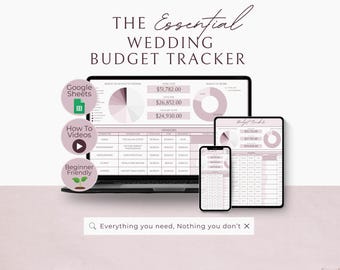 Planificador de presupuesto para bodas / Hoja de cálculo de Google para seguimiento de gastos de bodas / Plantilla de finanzas para bodas - Rosa, rubor