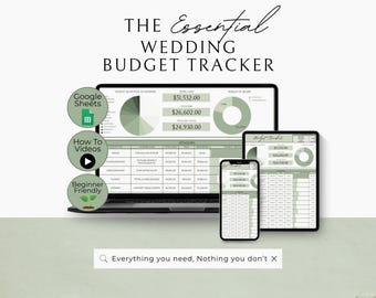 Hoja de cálculo para planificar el presupuesto de bodas / Seguimiento de gastos de Google Sheets para bodas / Plantilla de finanzas para bodas - Salvia y verde