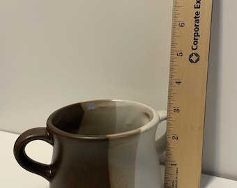 McCoy Sandstone tri-color double handled soup mug.