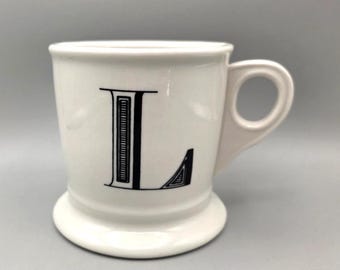 Anthropologie Monogram Letter L Shaving Style Initial Coffee Mug Cup 14oz