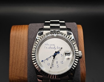Individuelle Automatik Uhr ""Who Cares?"" - Seiko NH35 Sapphire Crystal Datumsfenster