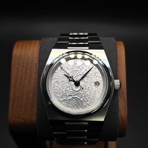Aangepast automatisch horloge 'Lunar' - Seiko NH35 3D Moon Surface-wijzerplaat