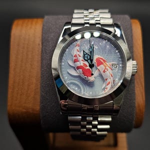 Montre automatique Koi personnalisée - Seiko NH35, cadran poisson koi, carpe japonaise