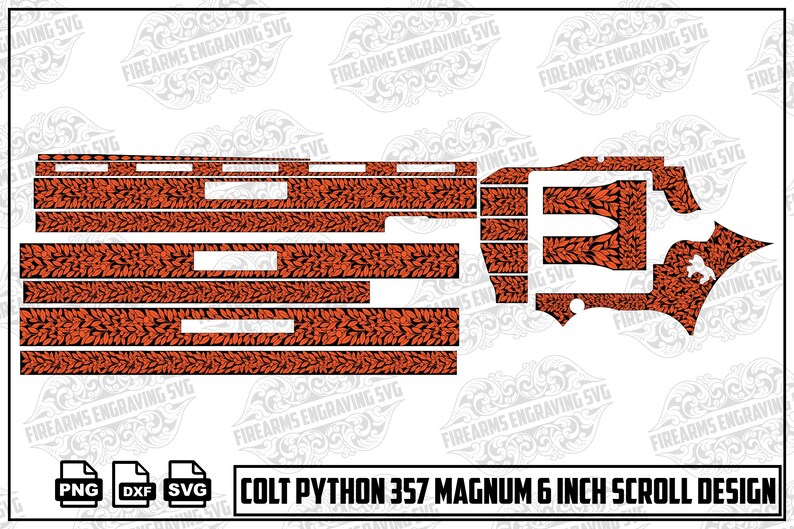 Colt Python 357 Magnum 6 Inch, Scroll Engraving Design SVG (digital ...