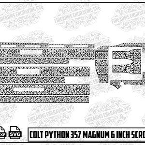 Colt Python 357 Magnum 6 Inch Scroll Engraving Design SVG (Digital Download)
