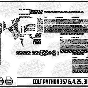 コルトパイソン357 6,4.25,3インチ彫刻デザインSVG - 即時デジタルダウンロード | レーザーカット