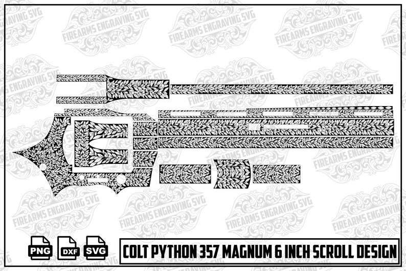 Colt Python 357 Magnum 6 Inch, Scroll Engraving Design SVG (digital ...