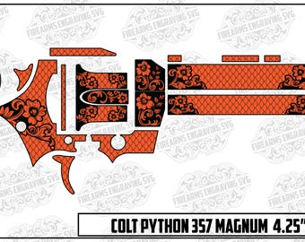 colt python 357 Magnum  4.25” Engraving Design SVG - Instant Digital Download | Laser Cut