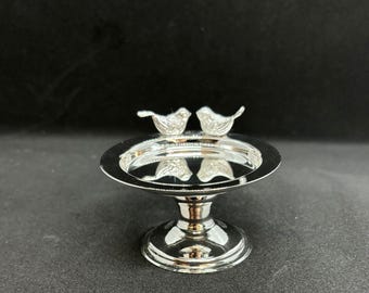 Plato para anillos de agapornis de plata, bandeja para joyas de latón, regalo de boda