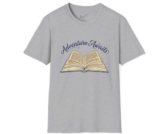 Adventure Awaits Open Book T-Shirt | Readers Graphic Tee