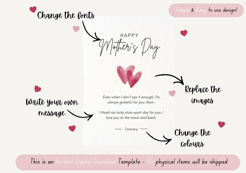 Mother’s Day Canva Card Template | Happy Mother’s Day Card | Editable ...