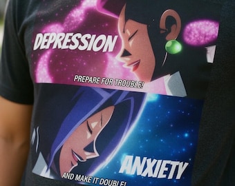 Personalized Team Rocket T-Shirt | Custom Depression Anxiety Pokemon Meme Tee | Funny Prepare for Trouble Make it Double Geek Anime Shirt