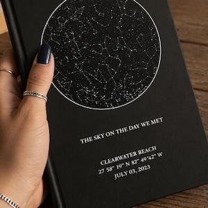 Personalized Star Map Journal, The Night We Met Gift, Custom Night Sky Notebook Keepsake (Free Digital Version Included)