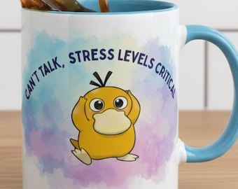Taza "Silly Stressed Psy" - Taza de café divertida y adorable para aliviar el estrés (estilo Y2K)