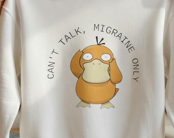 Personalized Retro Anime Style Migraine Sweatshirt | Custom Funny Exam Stress Kanto Water Low Battery Relatable Meme Gift