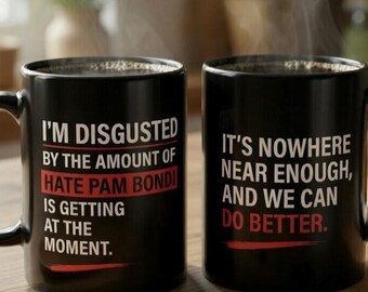 Pam Bondi Scandal Accountability Coffee Cup | Political Statement Mug