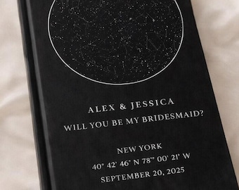 Personalized Bridesmaid Proposal Journal, Custom Star Map Notebook, Bridal Party Gift (Free Digital Version Included)