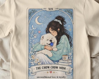 The 'Chow Chow Mom' Tarot Card  T-Shirt | Custom Name Dog Mom Tee Gift | Personalized Chow Chow Lover Shirt |