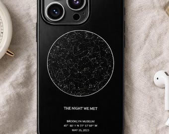 Funda personalizada para teléfono con mapa estelar / Funda personalizada para iPhone con cielo nocturno / Regalo de Costar Astro para el Día de la Madre / Regalo de aniversario con fecha y lugar