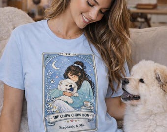 The 'Chow Chow Mom' Tarot Card  T-Shirt | Custom Name Dog Mom Tee Gift | Personalized Chow Chow Lover Shirt |