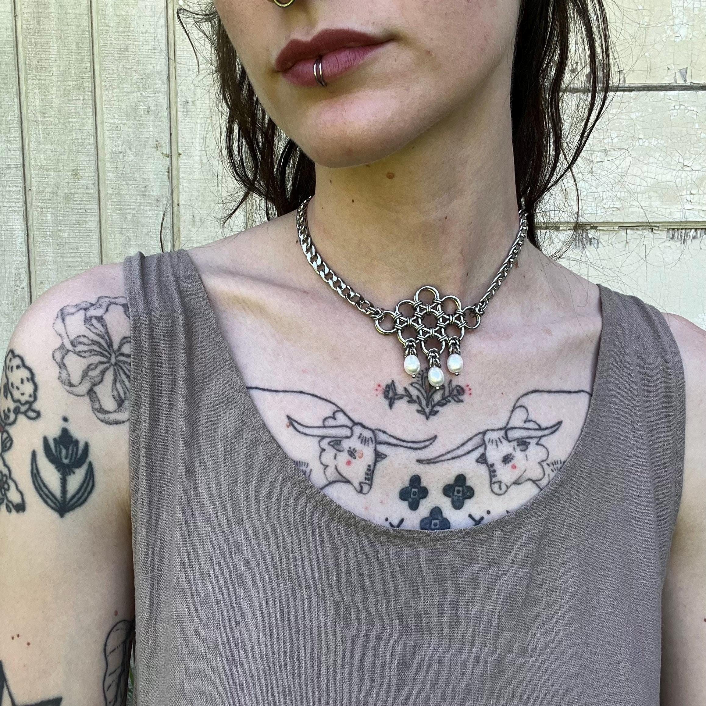 Diamond Drop Chainmail Necklaces - Etsy