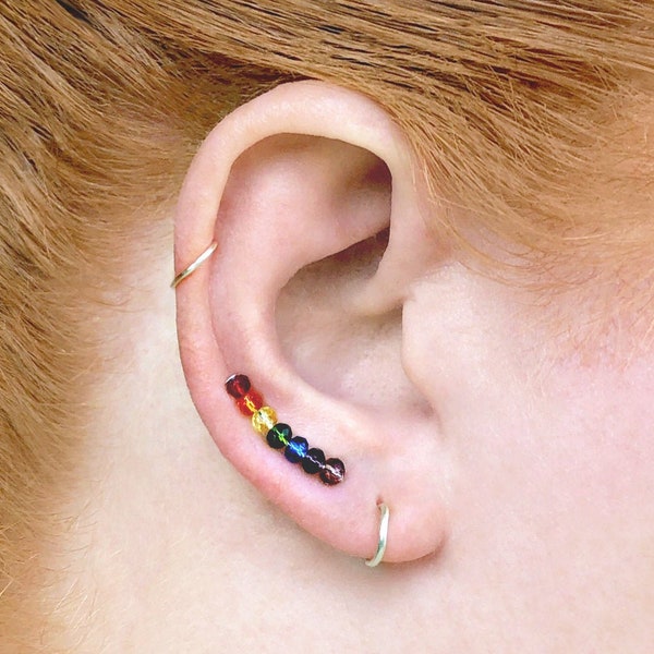 Rainbow Earrings, Gay Pride Earrings, Rainbow Chakra Ear Climber Earrings, Gay Pride Jewelry, Rainbow Jewelry, Rainbow Chakra Jewelry