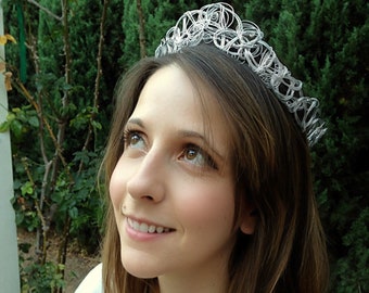 Wedding Silver Crown, Silver Crown, Bridal Tiara, Bohemian Crown, Renaissance Crown, Medieval Crown, Wedding Headpiece, Silver Tiara