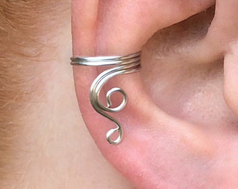 Curly Ear cuff, No Piercing, Silver Ear Cuff, Ear Cuff Non Pierced, Silver Ear Cuff Earring, Copper Ear Cuff, Conch Ear Cuff Earrings