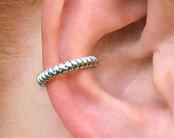 Industrial Earring - Non Pierced Conch Ear Cuff, Silver Cartilage Earcuff, Unique Silver Conch Hoop, Industrial Jewelry for Men and Women