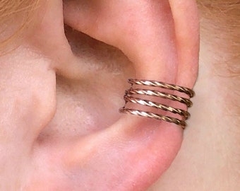 Twisted Copper Conch Earring, Textured Non Pierced Ear Cuff Climber, Cartilage Ring, Ear Climber Cuff, Fake Cartilage cuff