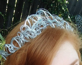 Silver Wire Crown, Wire Wrapped Headpiece, Bridal Crown, Wedding Crown, Tiara Fairy Crown, Birthday Crown, Princess Crown, Bridal Headpiece
