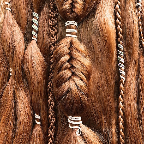 Viking Hair Jewelry, Viking Hair Beads, Viking jewelry, Braid Beads, Hair Clips, Custom "FairyTail" Wire-Wrapped Hair Cuff.