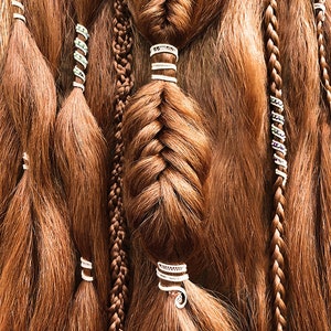 Spiral Hair Beads, Unique Hair Accessories, Hair Bead Cuffs,  Braid Jewelry, Dreadlock Jewelry, Viking Hair Beads, Beaded Hair Rings