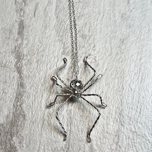 Beaded Spider Necklace - Silver Sparkly Spider Pendant - Halloween Necklace