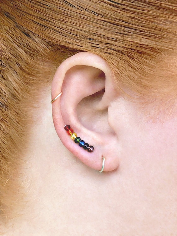 Rainbow Earrings Gay Pride Earrings Rainbow Chakra Ear Etsy
