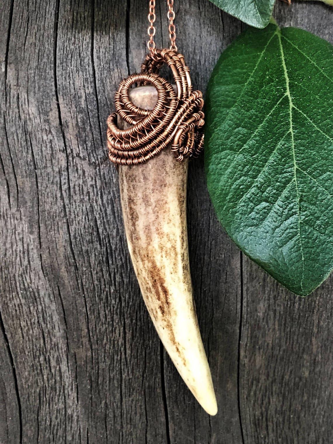 Antler Necklace Deer Antler Necklace Antler Jewelry Long Etsy