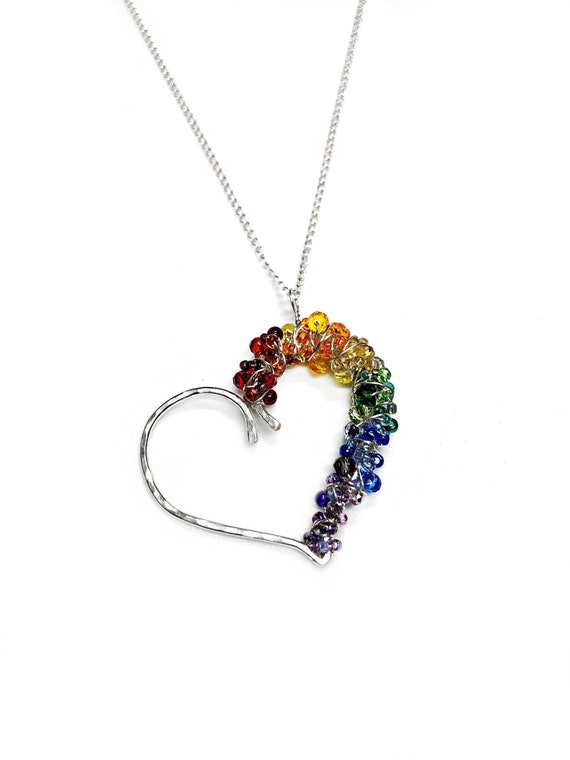 Collana CON CUORI Arcobaleno GAY LGBT Pride Jewelry Acrilico Lasercut divertente Collana 