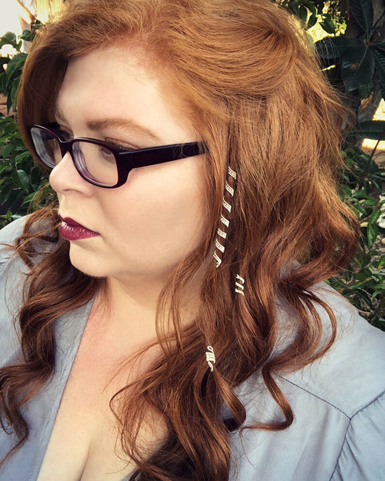 Silver hair wrap with dangling bead for unique wedding hair styling