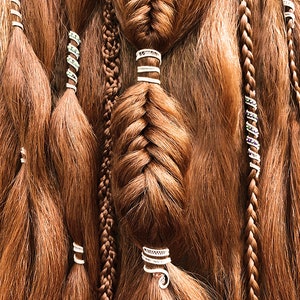 Hair Cuffs &quot;FairyTails&quot; , Custom wire-wrapped hair jewelry. Hair Cuff Beads. Forget hair clips, Great for braids or dreads, but not needed!