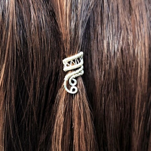 Viking Jewelry, Viking Hair Beads, Viking Hair jewelry, Braid Beads, Hair Clips, Custom &quot;FairyTail&quot; Wire-Wrapped Hair Cuff
