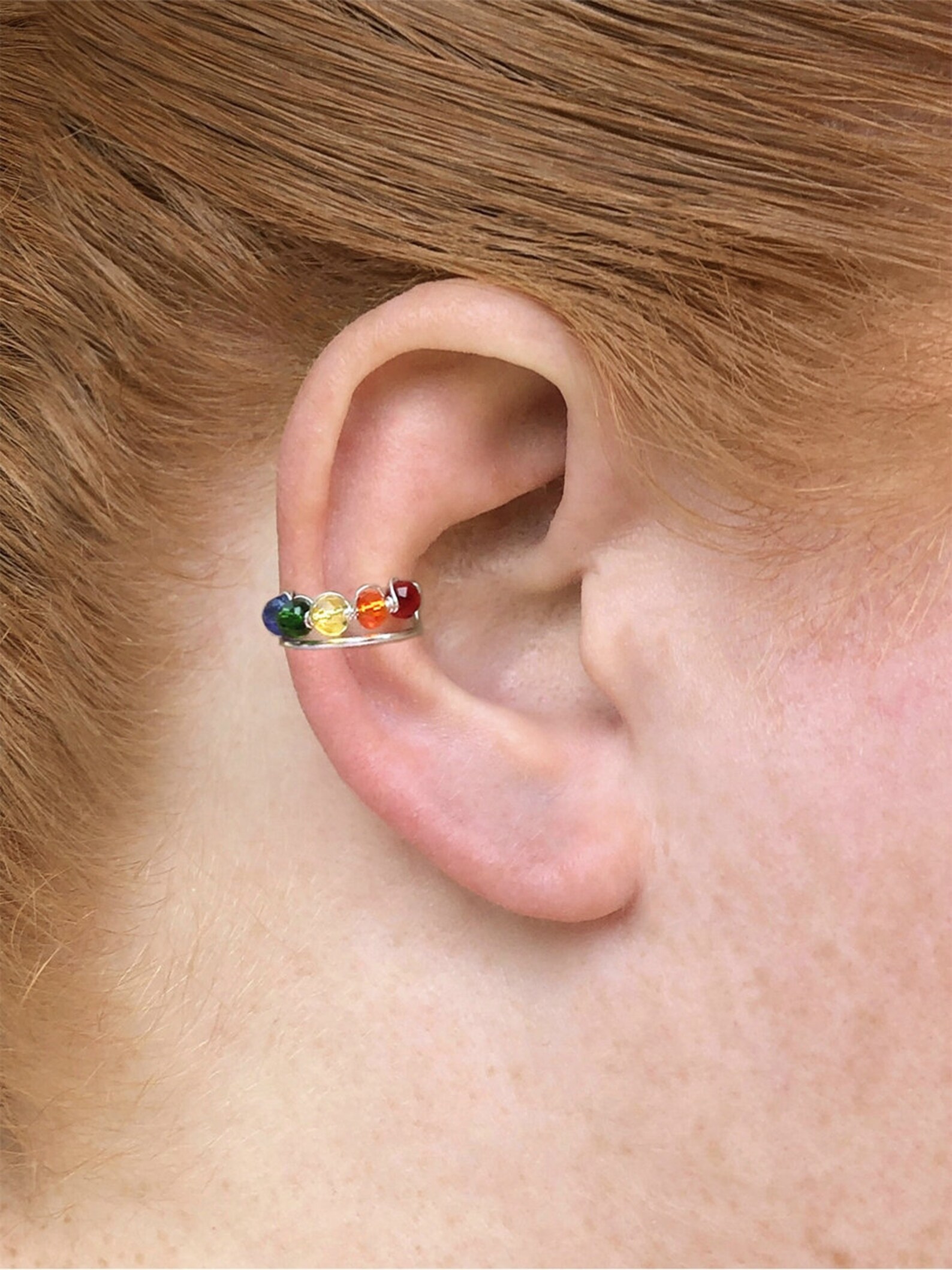 Rainbow Ear Cuff Gay Pride Earrings Rainbow Chakra Ear Etsy