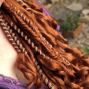 Viking Hair Jewelry, Viking Hair Beads, Viking jewelry, Braid Beads, Hair Clips, Custom &quot;FairyTail&quot; Wire-Wrapped Hair Cuff