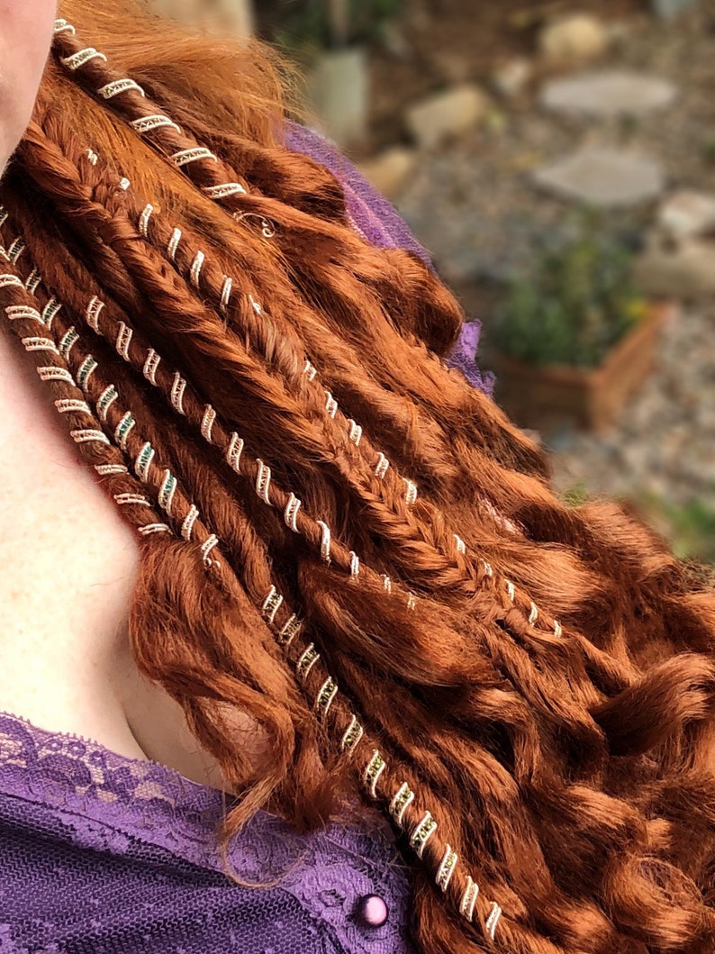Viking Hair Jewelry, Viking Hair Beads, Viking jewelry, Braid Beads, Hair Clips, Custom FairyTail Wire-Wrapped Hair Cuff image 1