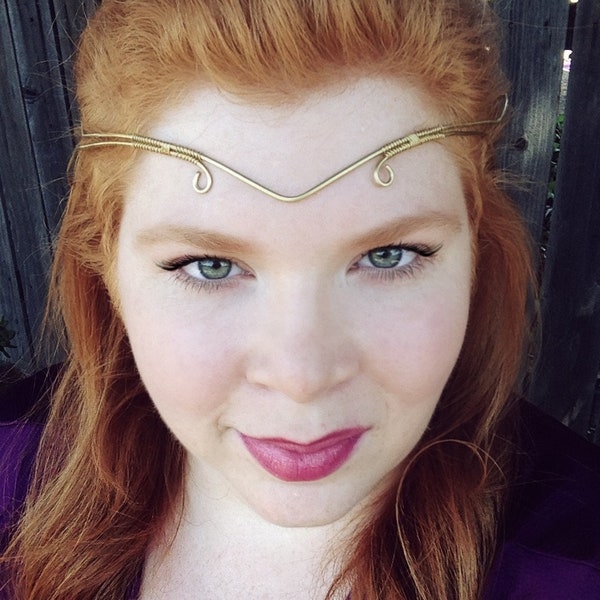 Renaissance Circlet, Forehead Band, Headpieces For Prom, Forehead Jewelry, Forehead Headband, Gold Headpiece, Bridal Circlet