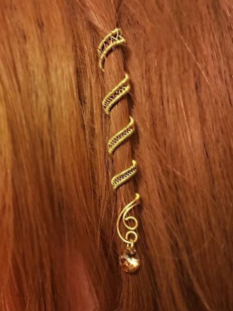 Viking Hair Jewelry, Viking Hair Beads, Viking jewelry, Braid Beads, Hair Clips, Custom FairyTail Wire-Wrapped Hair Cuff. image 8